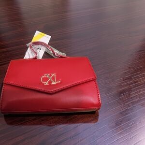 CXL by Christian Lacroix Crossbody Bag Small Red Laine Matte Patent MSRP $88